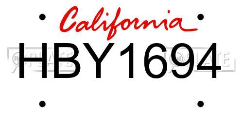 HBY1694 California License Plate