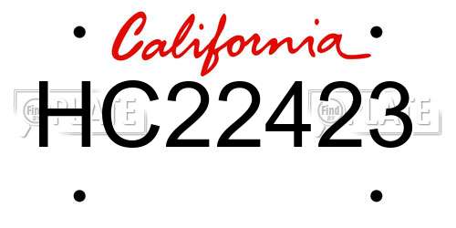 HC22423 California License Plate