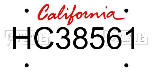 HC38561 California License Plate