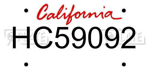 HC59092 California License Plate