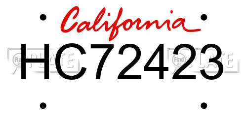 HC72423 California License Plate