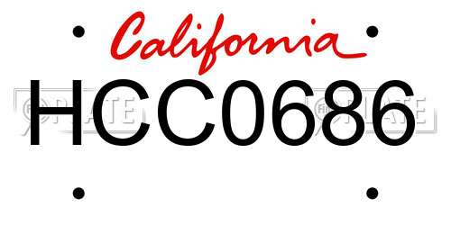 HCC0686 California License Plate