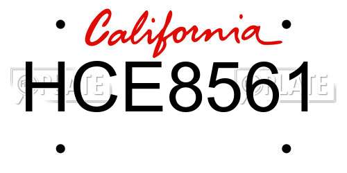 HCE8561 California License Plate