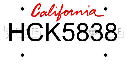 HCK5838 California License Plate