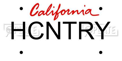 HCNTRY California License Plate
