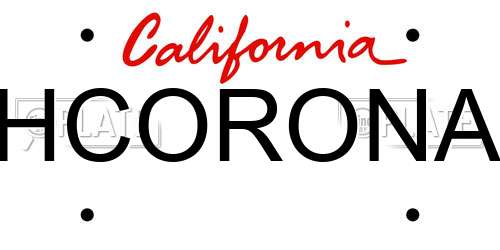 HCORONA California License Plate