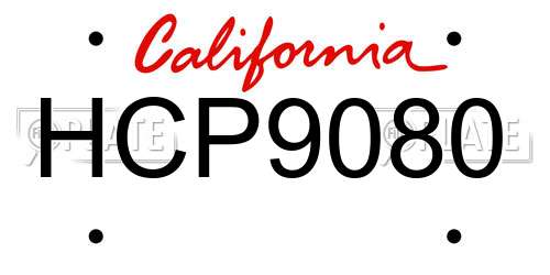 HCP9080 California License Plate