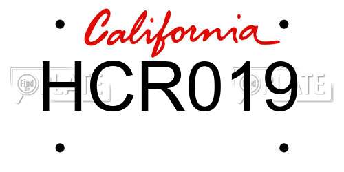 HCR019 California License Plate