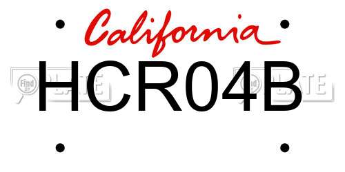 HCR04B California License Plate