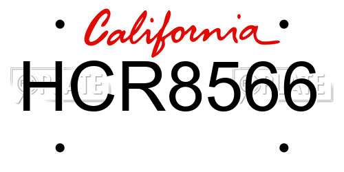 HCR8566 California License Plate