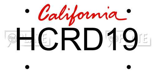HCRD19 California License Plate