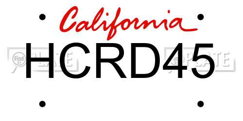 HCRD45 California License Plate