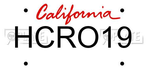 HCRO19 California License Plate