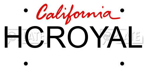 HCROYAL California License Plate
