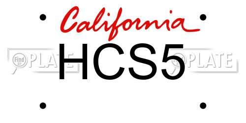 HCS5 California License Plate