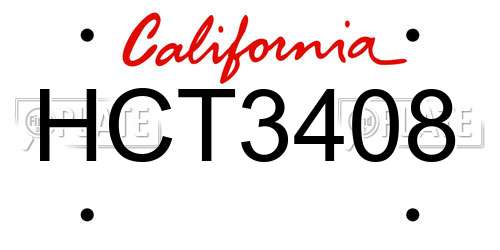HCT3408 California License Plate