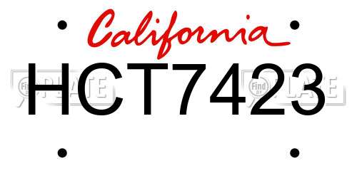 HCT7423 California License Plate