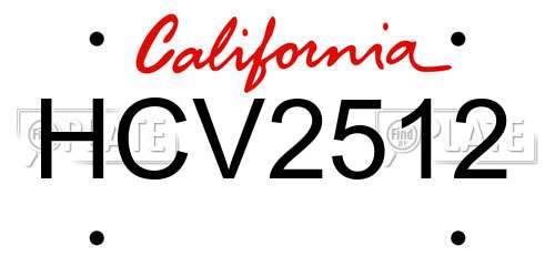 HCV2512 California License Plate