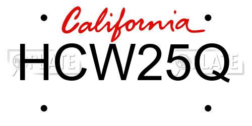 HCW25Q California License Plate