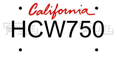 HCW750 California License Plate