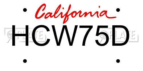HCW75D California License Plate
