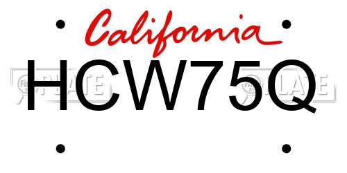 HCW75Q California License Plate