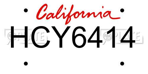 HCY6414 California License Plate