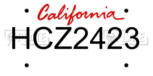 HCZ2423 California License Plate