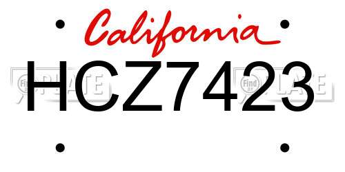 HCZ7423 California License Plate