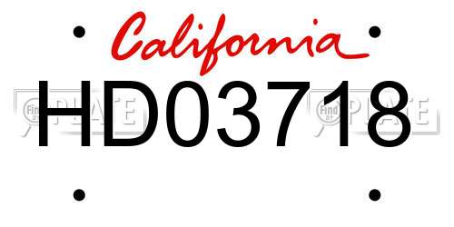 HD03718 California License Plate