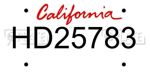 HD25783 California License Plate