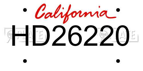 HD26220 California License Plate