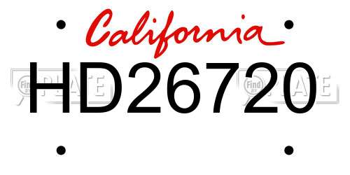 HD26720 California License Plate