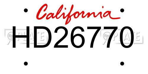 HD26770 California License Plate