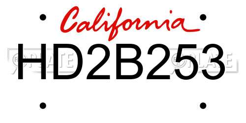 HD2B253 California License Plate