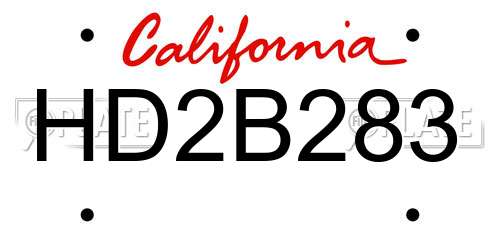HD2B283 California License Plate