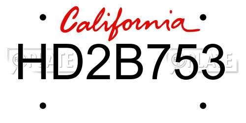 HD2B753 California License Plate