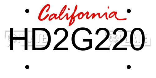 HD2G220 California License Plate