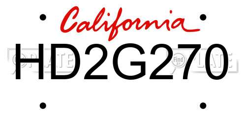 HD2G270 California License Plate