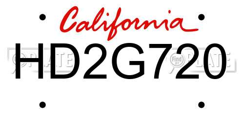 HD2G720 California License Plate