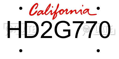 HD2G770 California License Plate