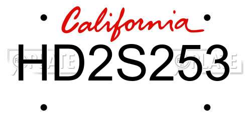 HD2S253 California License Plate