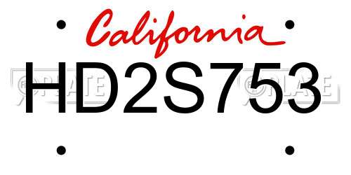 HD2S753 California License Plate