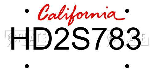 HD2S783 California License Plate