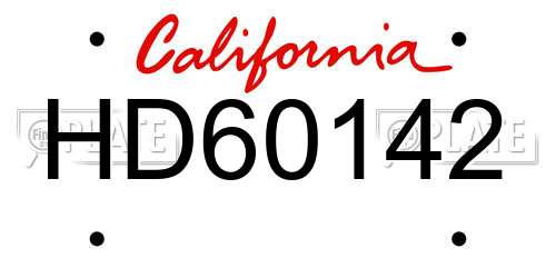 HD60142 California License Plate