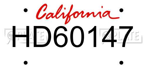 HD60147 California License Plate