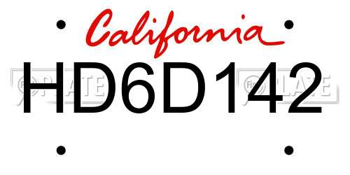 HD6D142 California License Plate