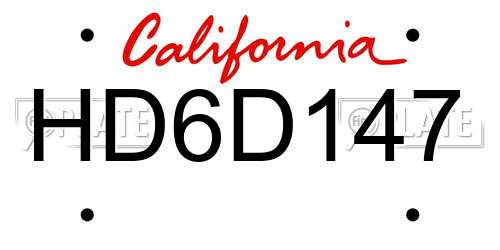 HD6D147 California License Plate