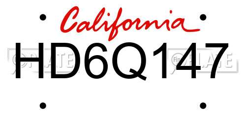 HD6Q147 California License Plate