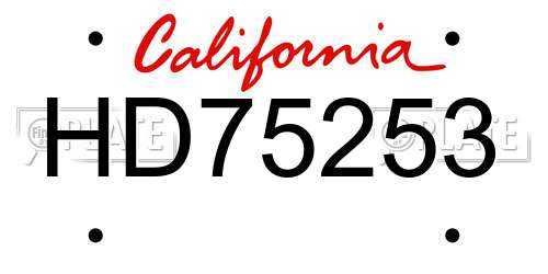 HD75253 California License Plate